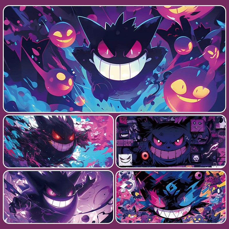 แผ่นรองเมาส์ Gengar | แผ่นรองแป้นพิมพ์คอมพิวเตอร์ขนาดใหญ่ | แอนิเมชั่นเด็กชาย