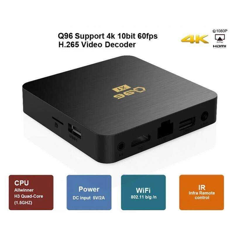 กล่องสมาร์ททีวี ☢ Q96 X1 Allwinner H3 Quad Core 2.4G WIFI 4K เครื่องเล่นมีเดีย H.265 โฮมเธียเตอ