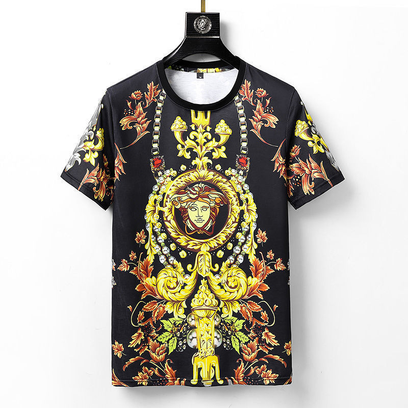 ♞,♘เวอร์ซาเช่7512เสื้อยืดคอกลมลําลองพิมพ์ลายสไตล์ใหม่ผู้ชาย FTH