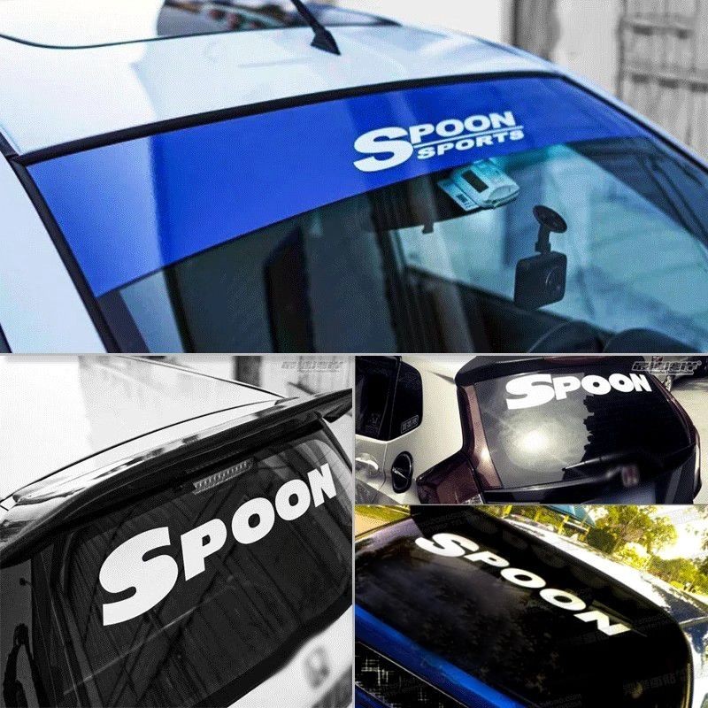 เหมาะสําหรับ Honda Fit GK5 10th Generation Civic SPOON รถด้านหน้าและด้านหลังกระจกหน้าต่างกระจกสติกเก