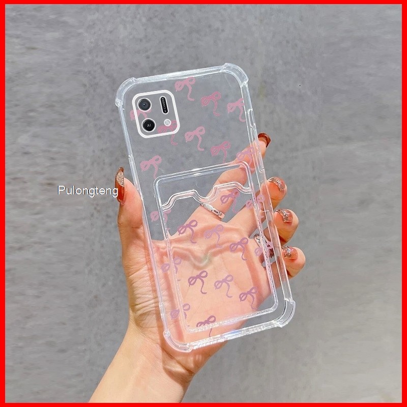 Mowin - สําหรับ OPPO A16K A16E การ์ดกรณี TPU Soft Clear Case CardStorage ถุงลมนิรภัยกันกระแทกน่ารักส