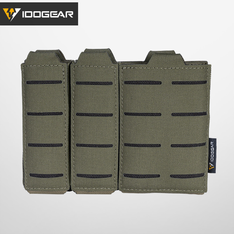 IDOGEAR Tactical Double 9mm & Single 556 Mag Pouch MOLLE Open Top Belt Pouch 3586