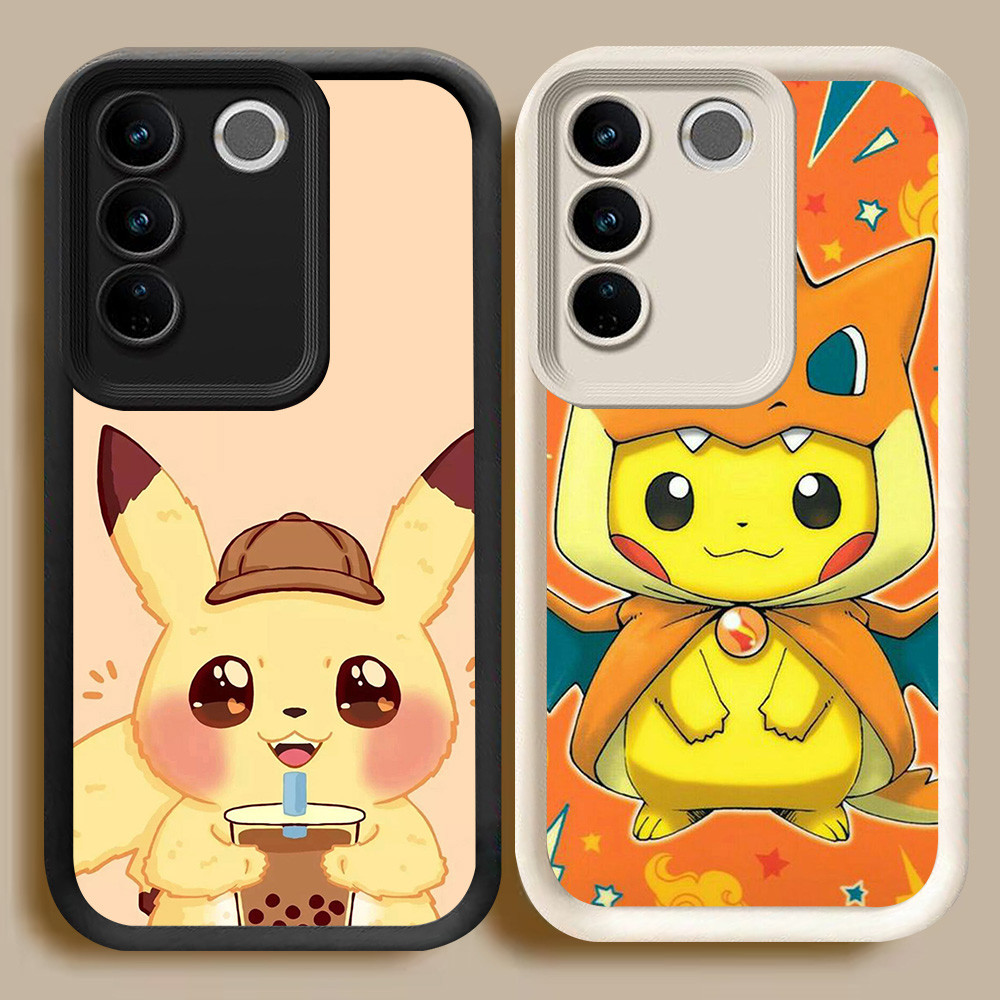 BI62 Pikachu Casing สําหรับ VIVO Y29 V27 Pro V27E Y200e Y400 สีขาวสีดํา