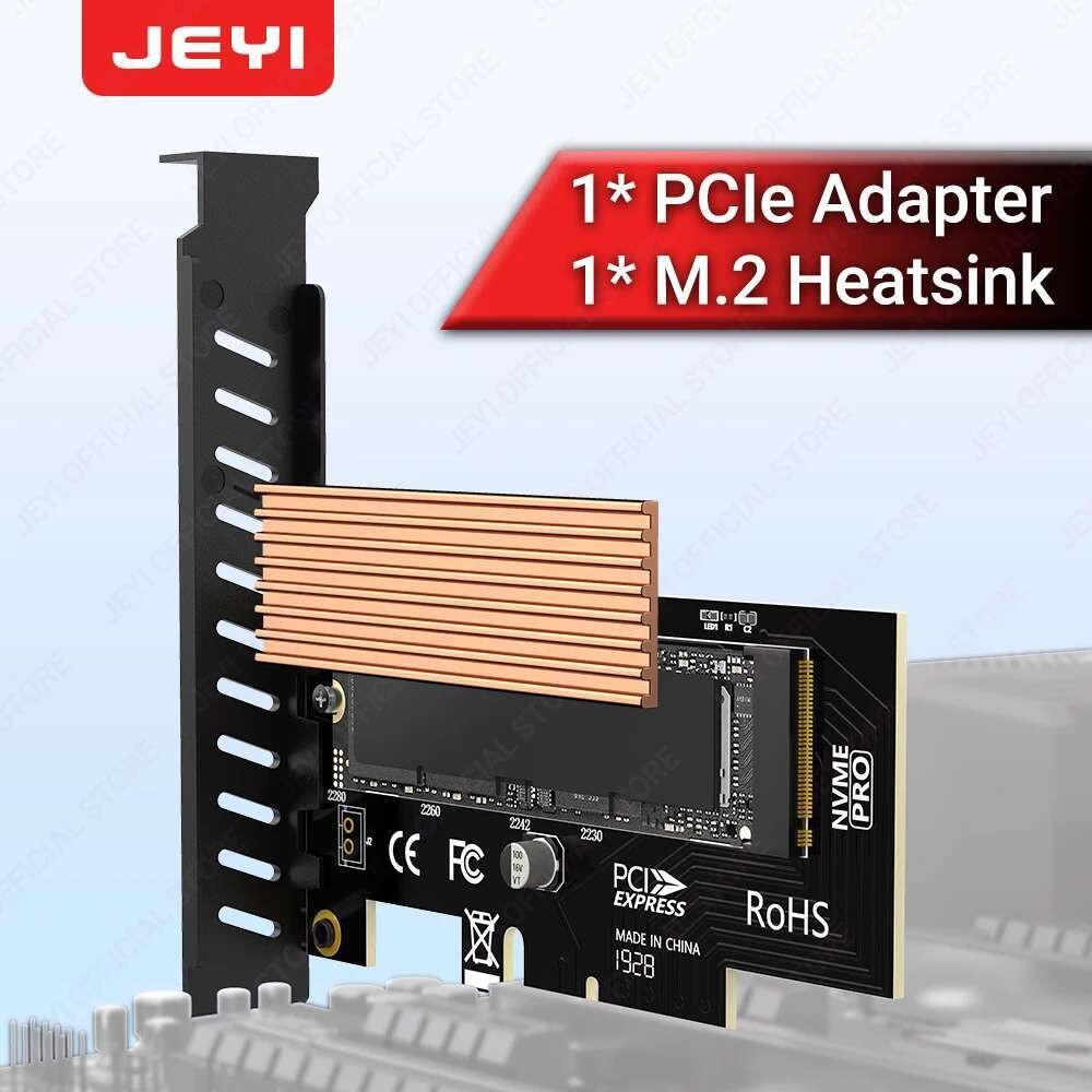 JEYI M.2 NVME เป็น PCIe อะแดปเตอร์การ์ด SSD ฮีทซิงค์ 64Gbps ssd PCIe 4.0 X4 การ์ดขยายสําหรับเดสก์ท็อ