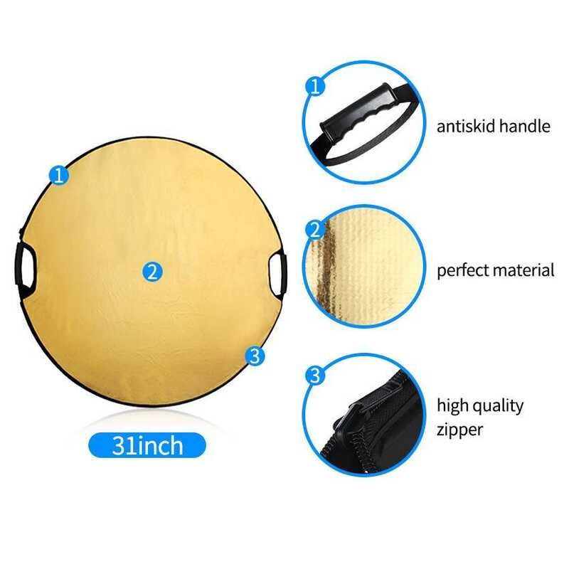 ▣ Selens 80Cm 31Inch 5In1 Reflector Light Mulit Collapsible With Non-Slip Handle For Photograph