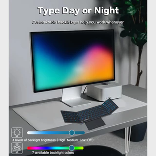 Jomaa USB Bluetooth Backlit คีย์บอร์ดพับพร้อมทัชแพด Numberic Pad ชาร์จ USB คีย์บอร์ดพับได้สําหรับ windows Mac os
