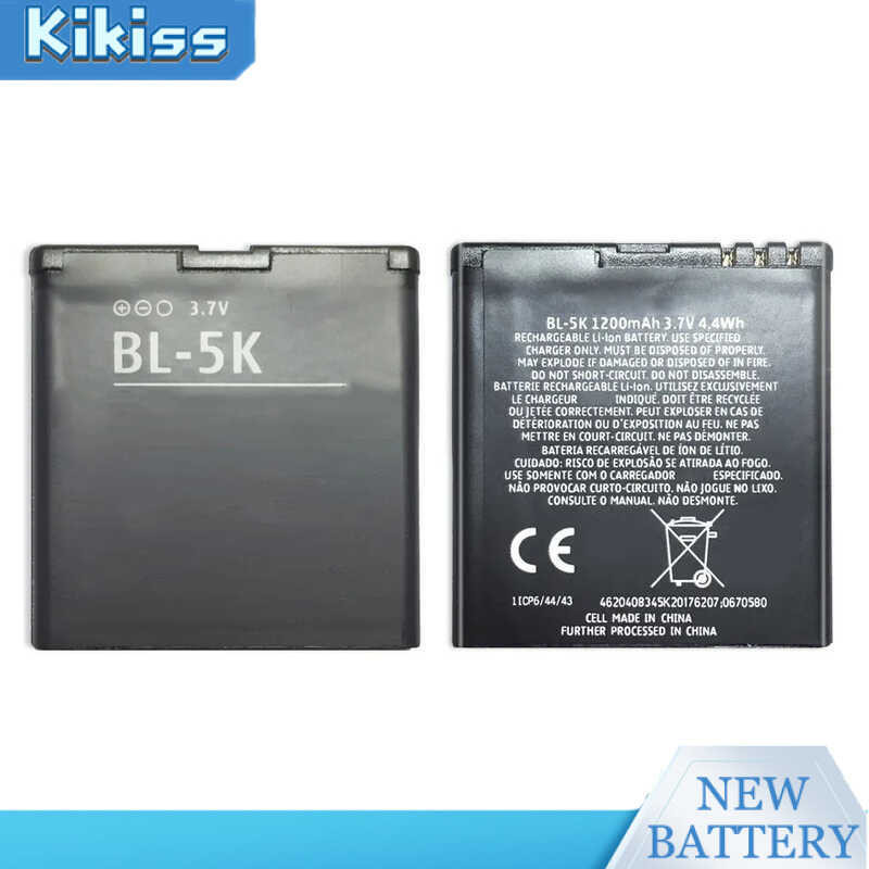 แบตเตอรี่ลิเธียมโพลิเมอร์เกรด A BL-5K สำหรับ Nokia N85 N86 N87 8MP 701 X7 C7 00 BL 5K แบตเตอรี่
