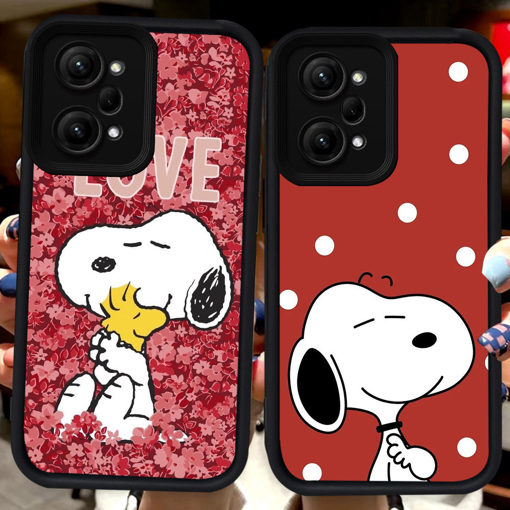 ปลอกสีดําสําหรับ Xiaomi Redmi POCO X5 หมายเหตุ 14 14T F5 12 F6 Pro 5G H87 Snoopy