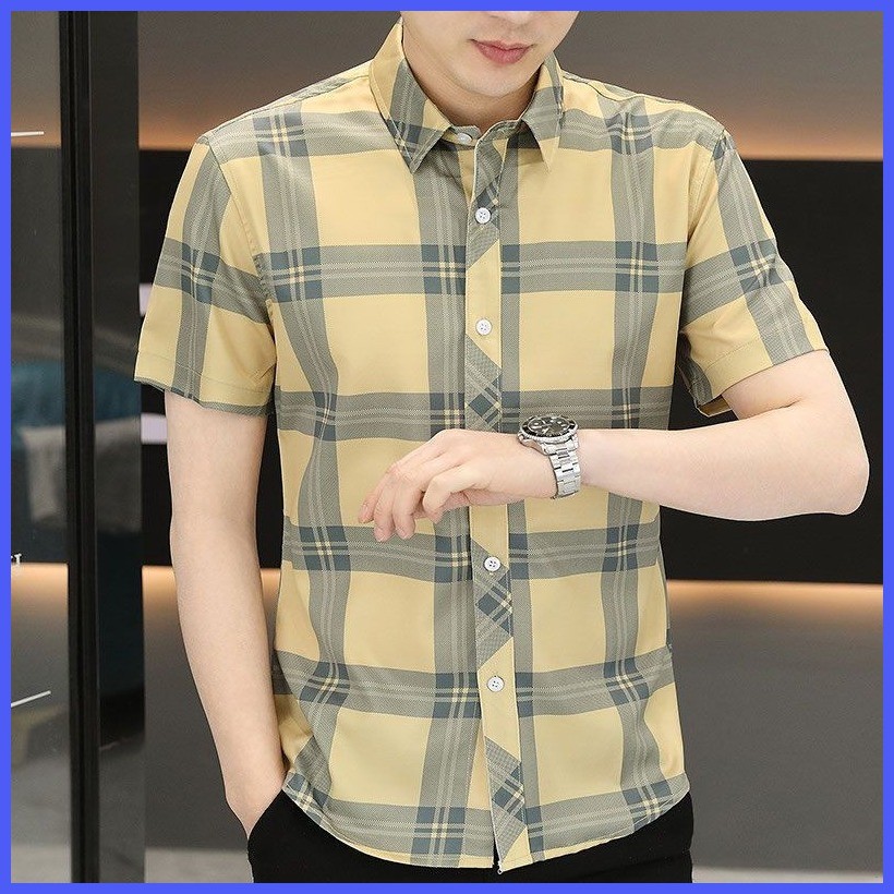 เสื้อเชิ้ตแขนสั้นผู้ชายระบายอากาศฤดูร้อนสบายๆเย็นสไตล์เกาหลีอินเทรนด์ สูงสุด