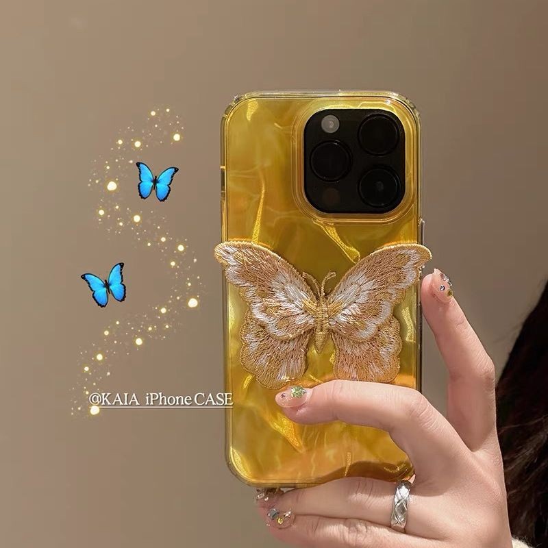 Ins สไตล์จีนปักผีเสื้อ Apple 15/14pro เคสโทรศัพท์ 13/12 Soft Case 11/xr Simple 78p สาว xs