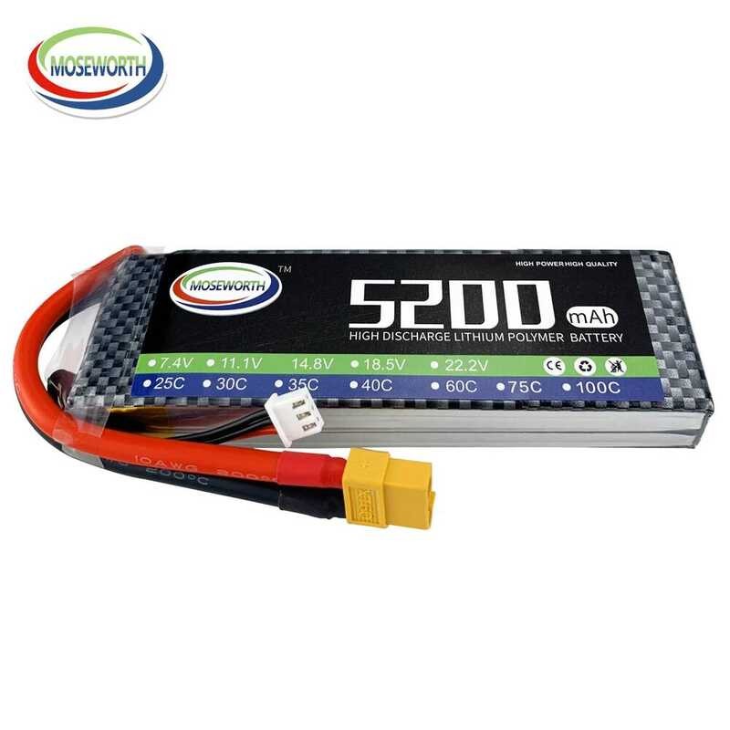 แบตเตอรี่ ✠ Lipo Moseworth 7.4V 1300Mah 2200Mah 3300Mah 4200Mah 5200Mah 6000Mah 25C 30C 35C 40C