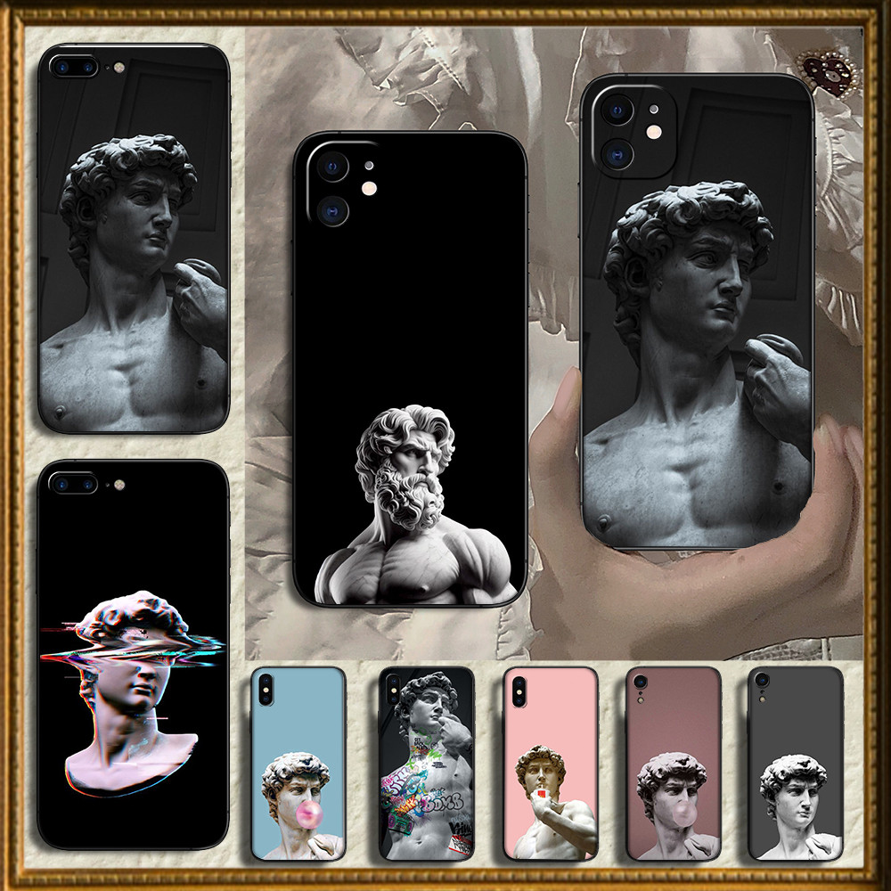 เคสTPUสีดํานุ่มสําหรับVIVO v2026 v2032 v2029 v2043 1801 1724 1803 1808 1812 1816 6VD Davidรูปปั้นปลอ