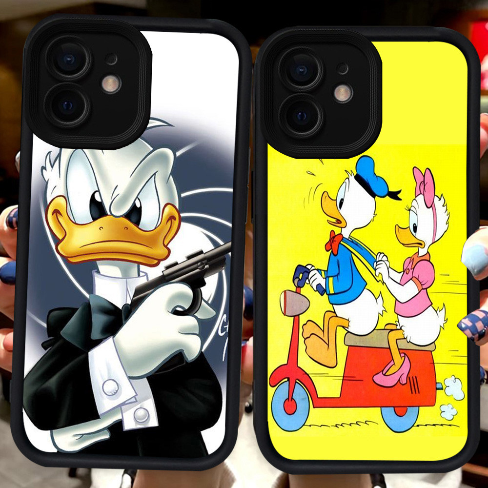 เคสสีดําสําหรับ iPhone 11 XR 12 Mini XS 15 X Pro Max H128 Donald Duck