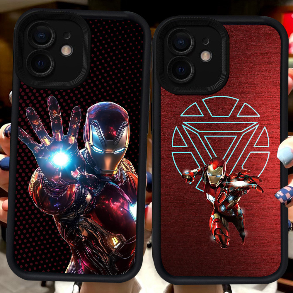 เคสสีดําสําหรับ iPhone 11 XR 12 Mini XS 15 X Pro Max H16 Iron Man