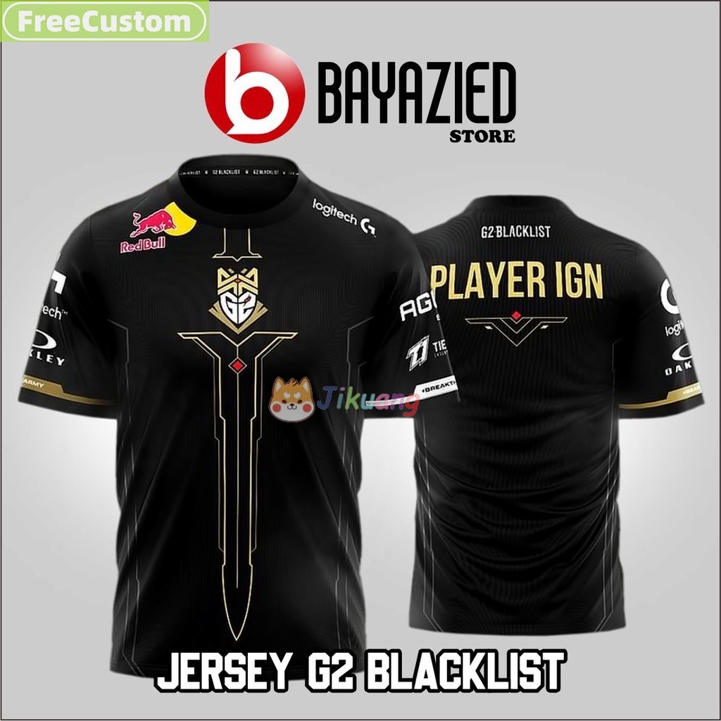 ใหม่ G2 BLACKLIST JERSEY LOL GAMEFree Custom ชื่อและหมายเลข

