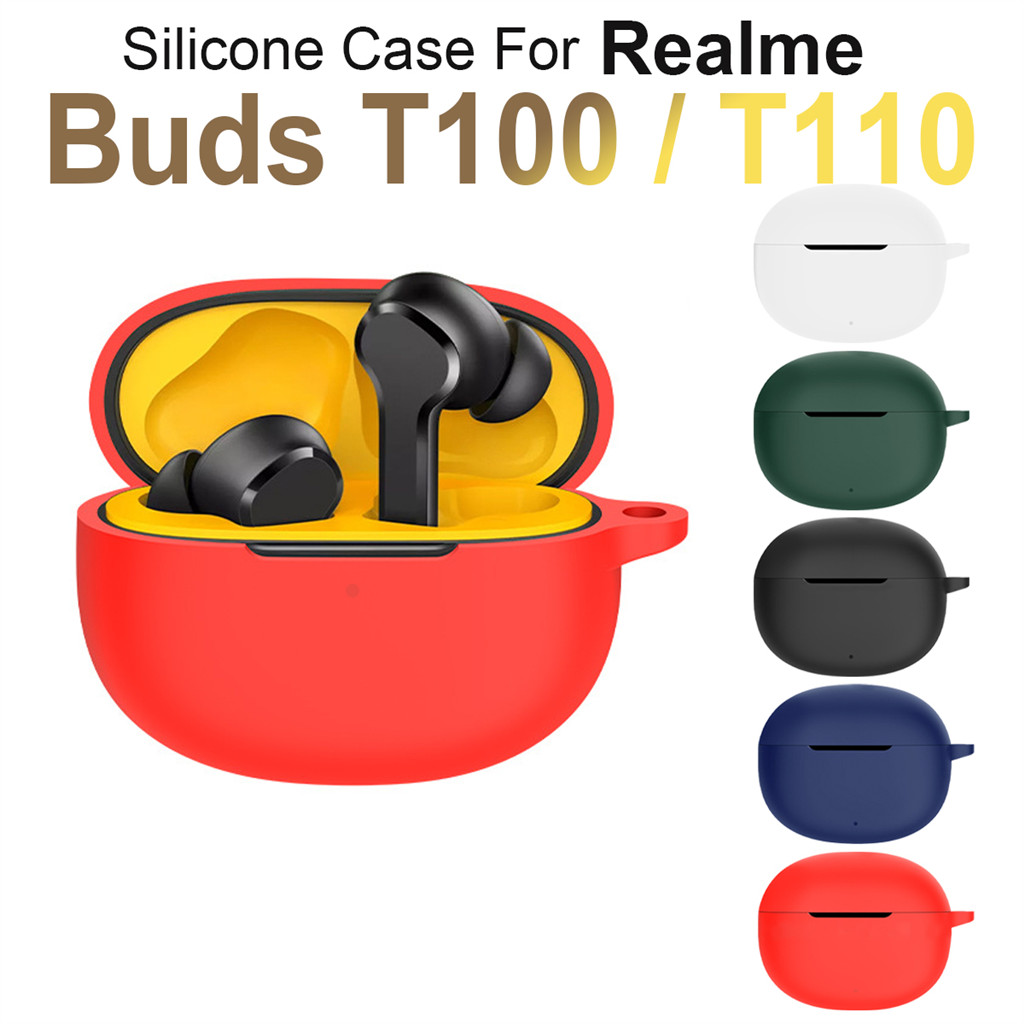 สําหรับRealme Buds T100 / T110 เคสหูฟังซิลิโคนฝาครอบเอียร์บัดกันกระแทกป้องกันรอยขีดข่วนอุปกรณ์ป้องกั