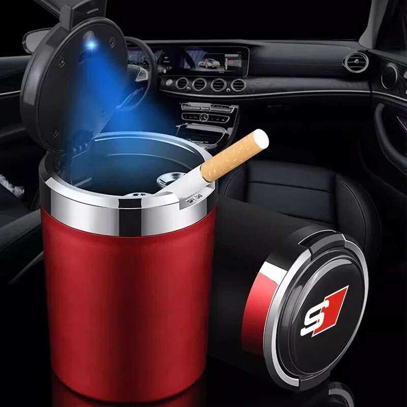 ▥ ที่เขี่ยบุหรี่รถแบบพกพา Multi-Function ฝาปิด Ashtray สําหรับ Audi Se A3 A4 B8 8P 8V B6 A5