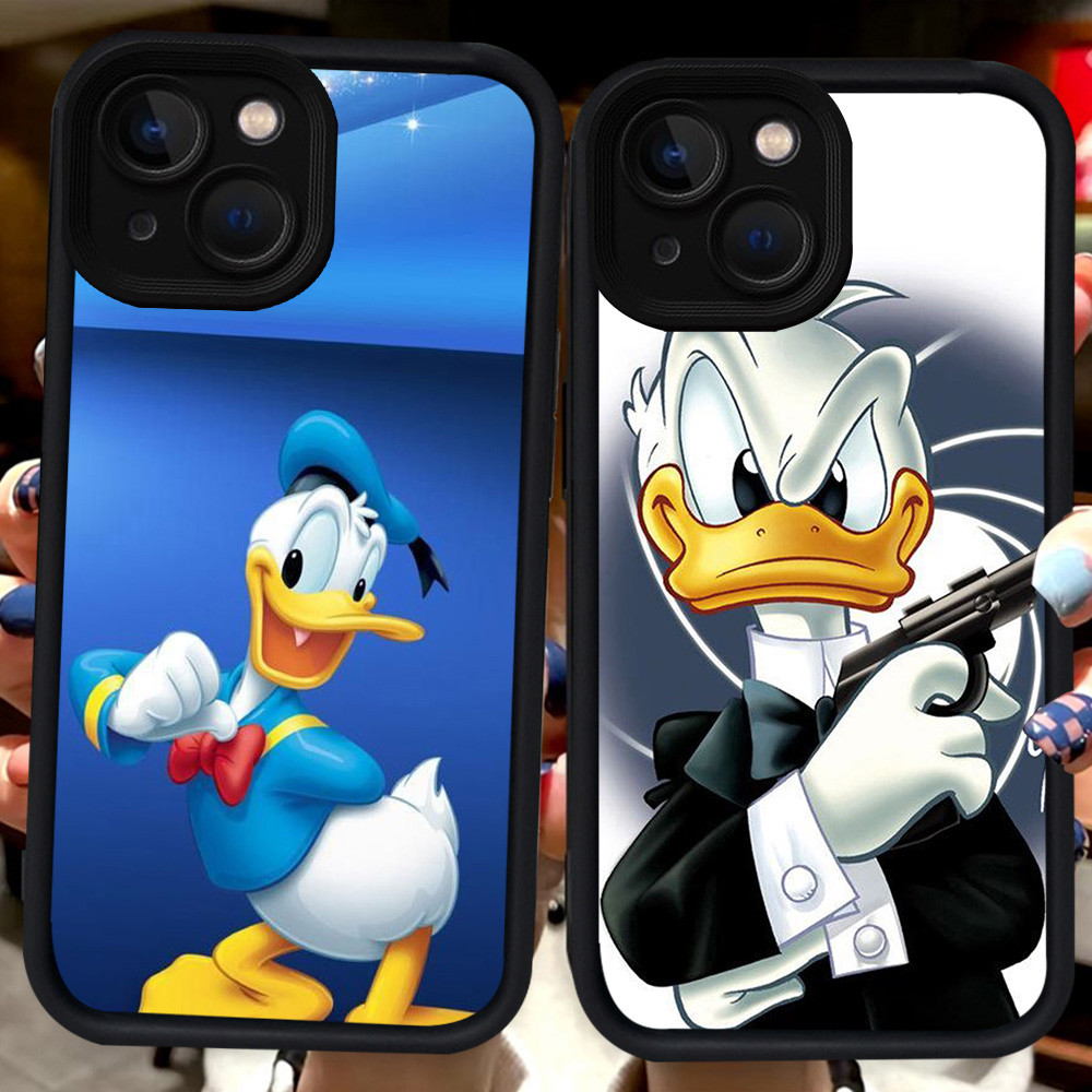 เคสสีดําสําหรับ iPhone 6s 8 13 14 6 7 Pro Max Plus H128 Donald Duck