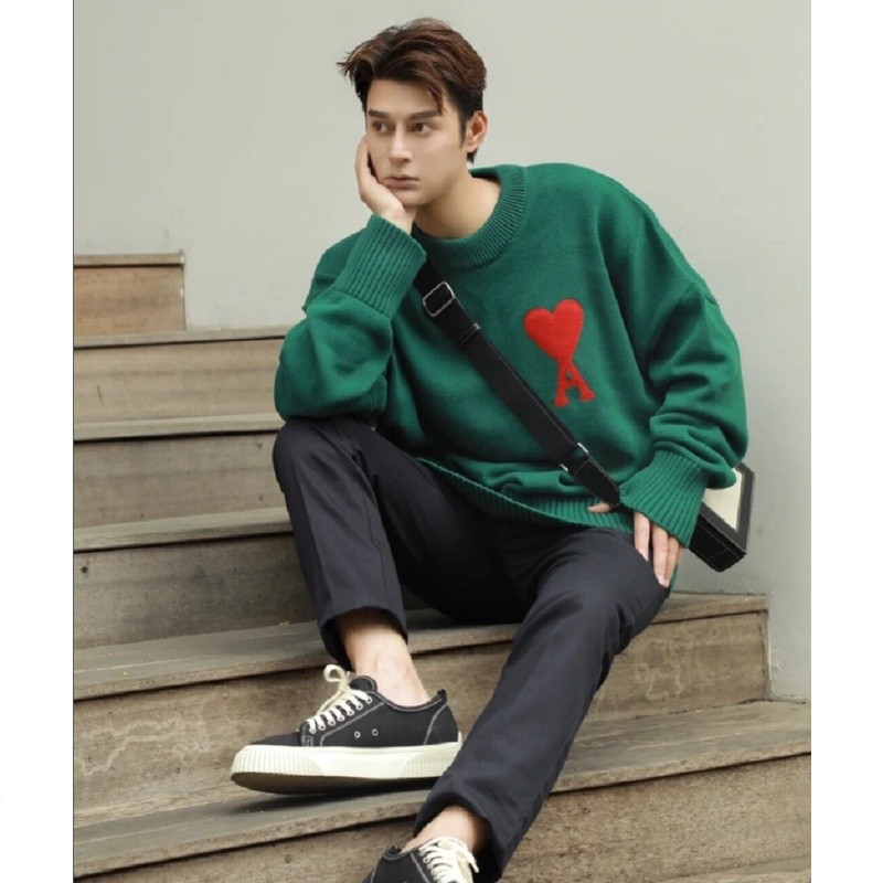 ♞【Amiri】 เสื้อกันหนาวแขนยาว คอกลม ปักลายหัวใจ คุณภาพสูง สไตล์ฝรั่งเศส แฟชั่นสําหรับผู้ชาย และผู้หญิ