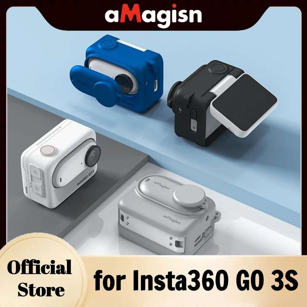 ฝาครอบเคสซิลิโคน aMagisn สําหรับกล้อง Insta360 GO 3S + Action Pod มาพร้อมเชือกห้อยคอ