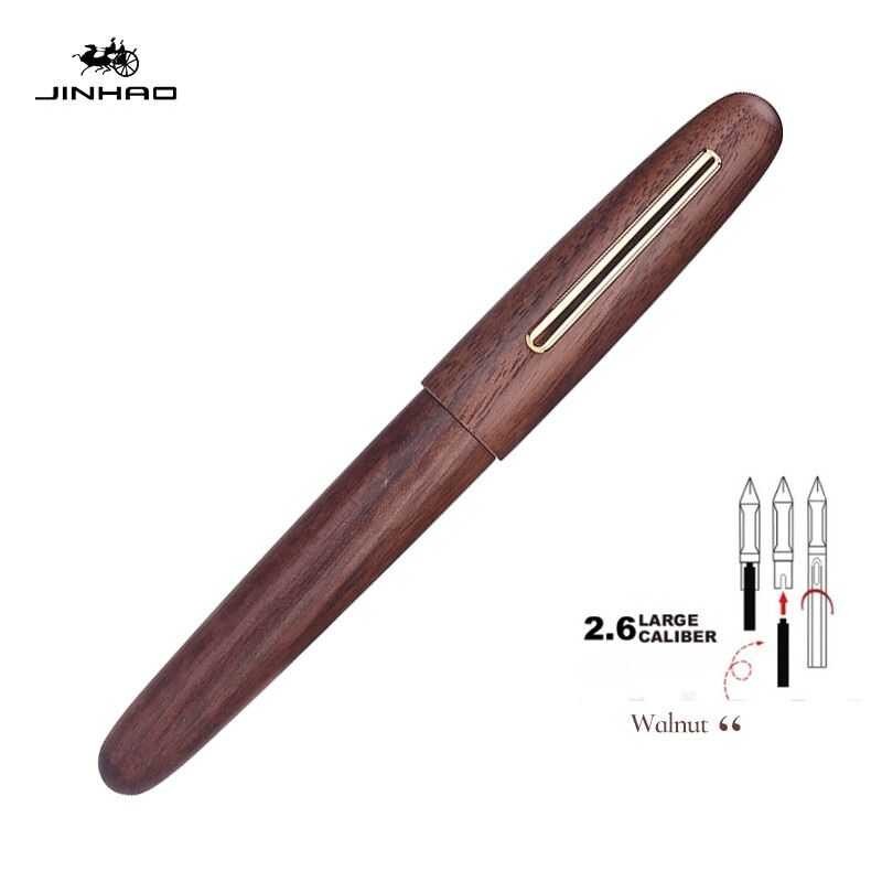 LY Jinhao 9056 Fountain Pen Wooden Ink Pen Fine Nib Converter Filler Stationery Office School Plies