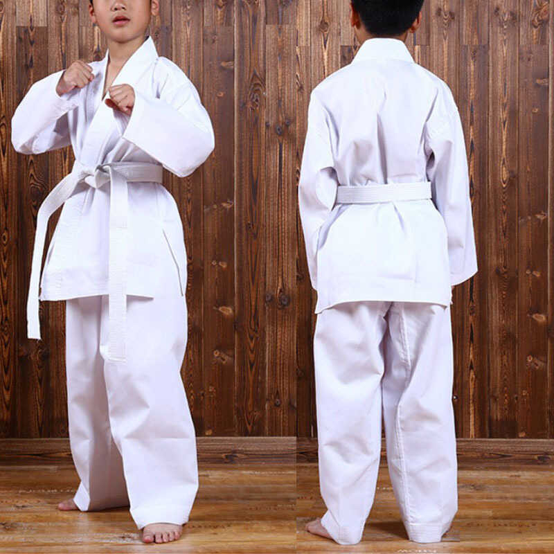 LY Kids Breathable Karate Uniform Taekwondo Uniform With Belt Elastic For Sport Training Fiess Gym