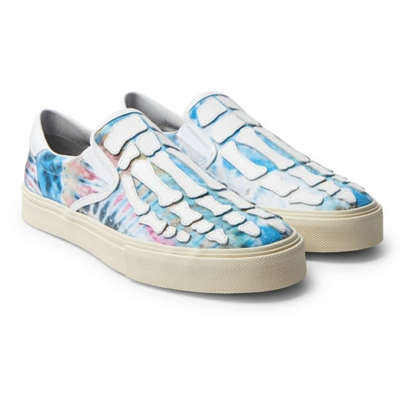 ♞,♘,♙AMIRI Skeletan Tie-Dye Slip-On Sneakers รองเท้ามัดย้อม skel SSDA