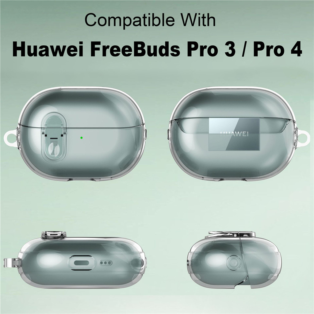 1 ชิ้นโปร่งใสหูฟังสําหรับ Huawei FreeBuds Pro 3 / FreeBuds Pro 4 พร้อมพวงกุญแจ Anti-Lost Secure ล็อค Protector Cove