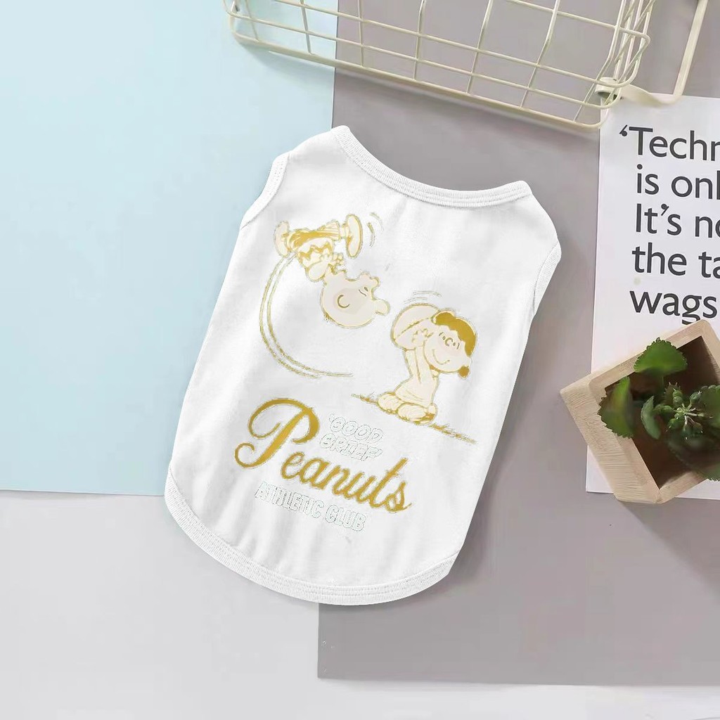 ลูกสุนัขเสื้อผ้าฤดูร้อนบางผ้าฝ้ายเสื้อกั๊กสัตว์เลี้ยงเท็ดดี้บิชอนยอร์คเชียร์แมวเสื้อยืดสุนัขขนาดเล็ก