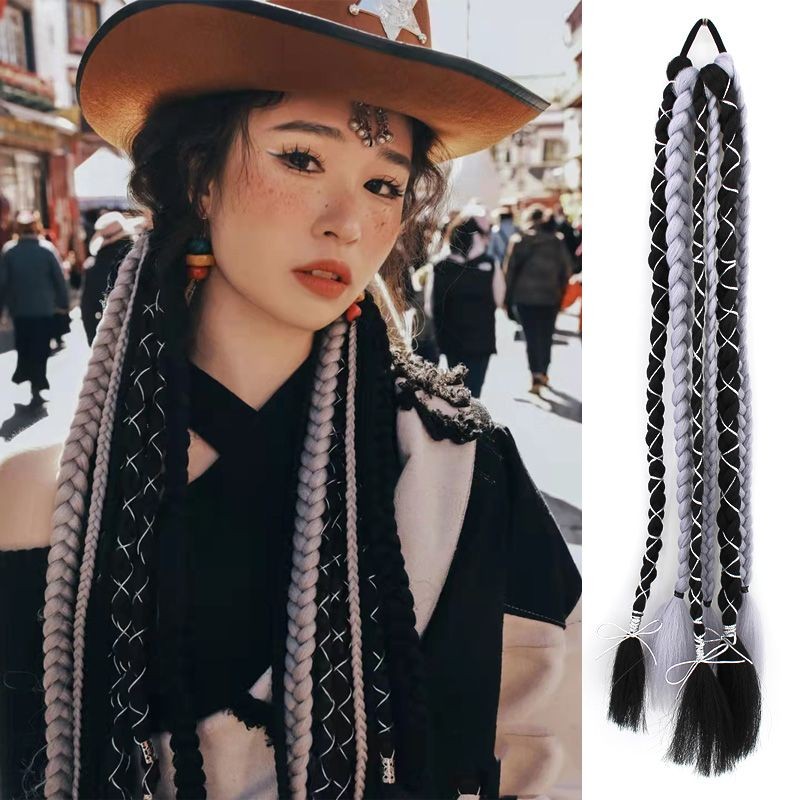 วิกผม Braids Sweet Cool Girl Natural Twist Braids หญิง Fishbone Braids มวย Braids ด้ายเงินไขลานสาว G