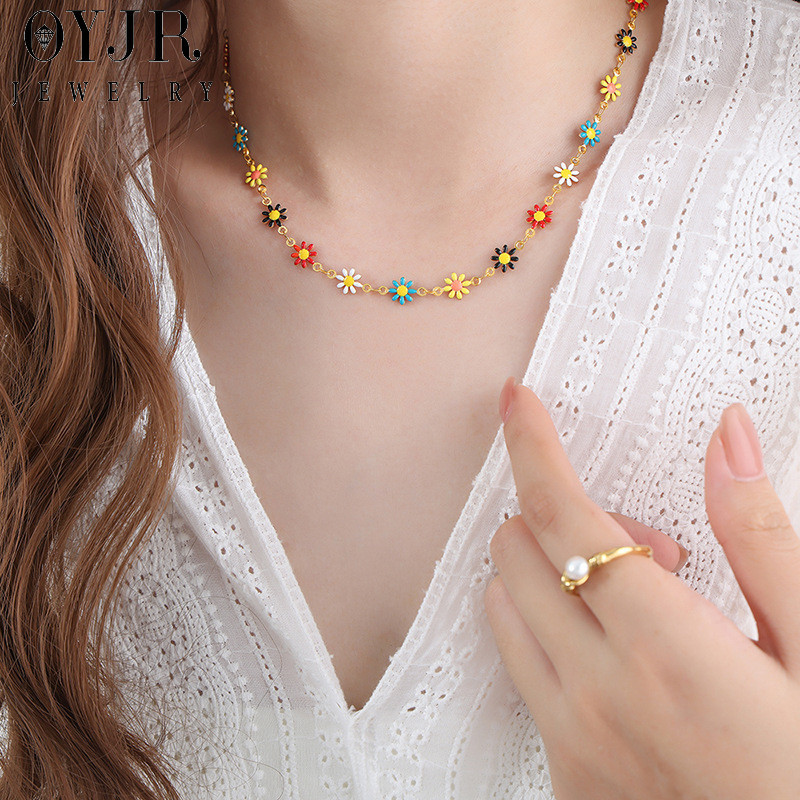 OYJR สร้อยคอเดซี่แฟชั่น สร้อยสแตนเลสสำหรับผู้หญิง - รูปที่ 2