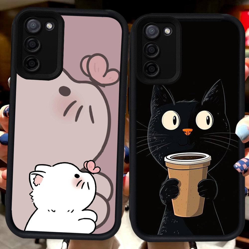 ปลอกสีดําสําหรับ Samsung A02 A51 A03S J4 M02S M02 J6 Plus A02S A71 A03 Core F02S A31 H2 Black Cat