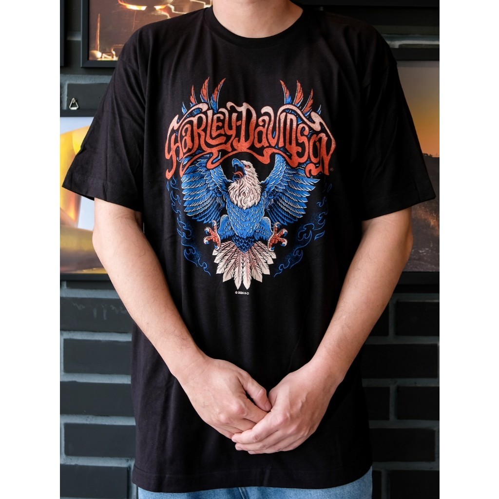♞เสื้อยืดลิขสิทธิ์แท้ HARLEY-DAVIDSON OF UBON RATCHATHANI - CLASSIC EAGLE WHF