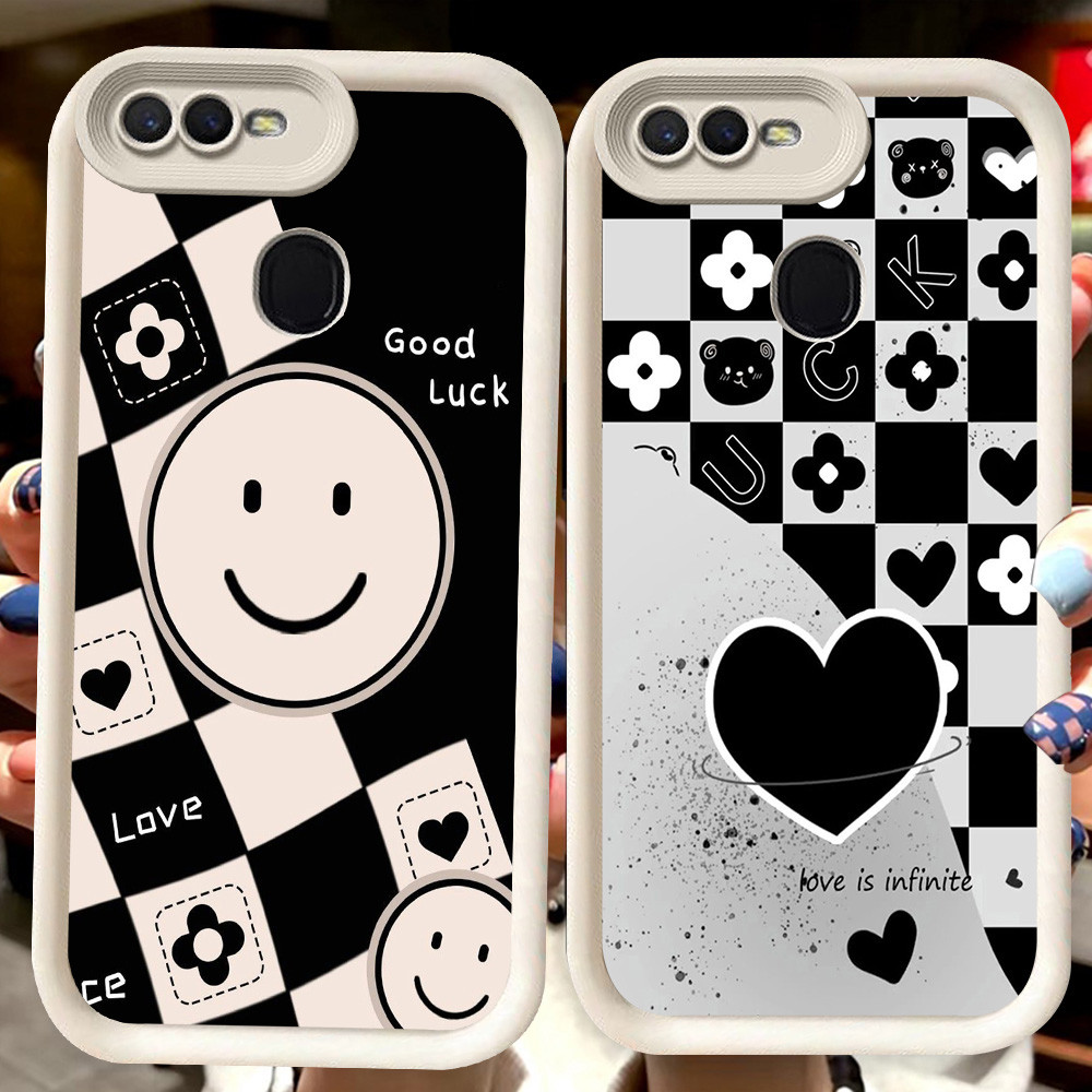 H43 Smiely สีขาวสําหรับ OPPO F9 A12s A5S A1K A5 A3S A12E A7 A12 F7 F5 Pro A11K