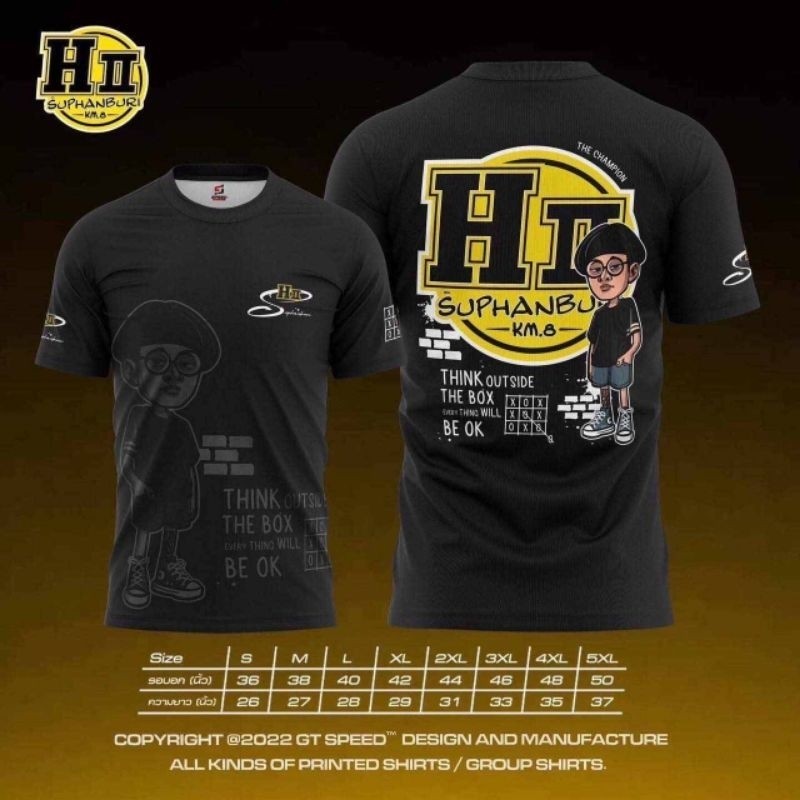 2025เสื้อช่างเฮงสุพรรณ สีดำ คอกลม ลิขสิทธิ์เเท้100% เเถมสติ๊กเกอร์เฮงสุพรรณ เเท้