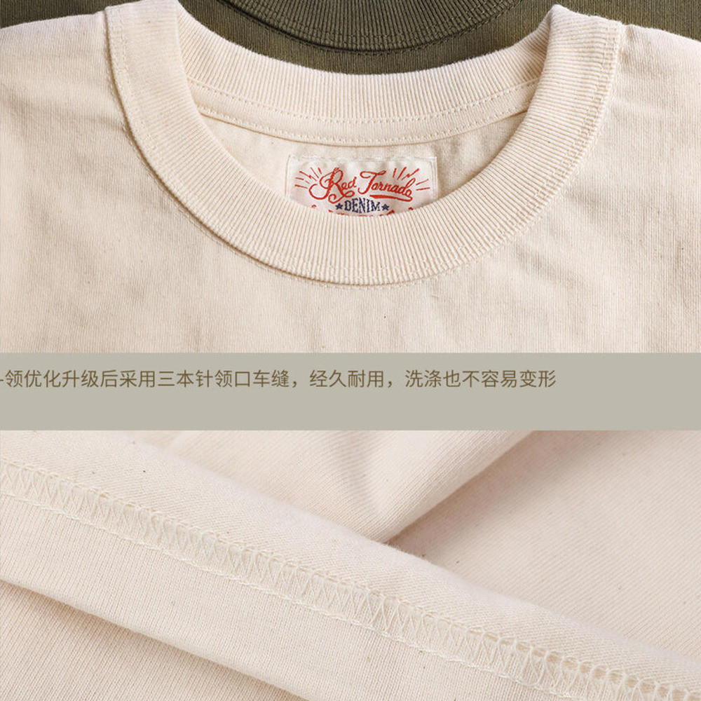 GRND American เสื้อยืดผู้ชายสีทึบฤดูร้อนคอไลน์ขนาดเล็กเสื้อยืดแขนสั้น - รูปที่ 6