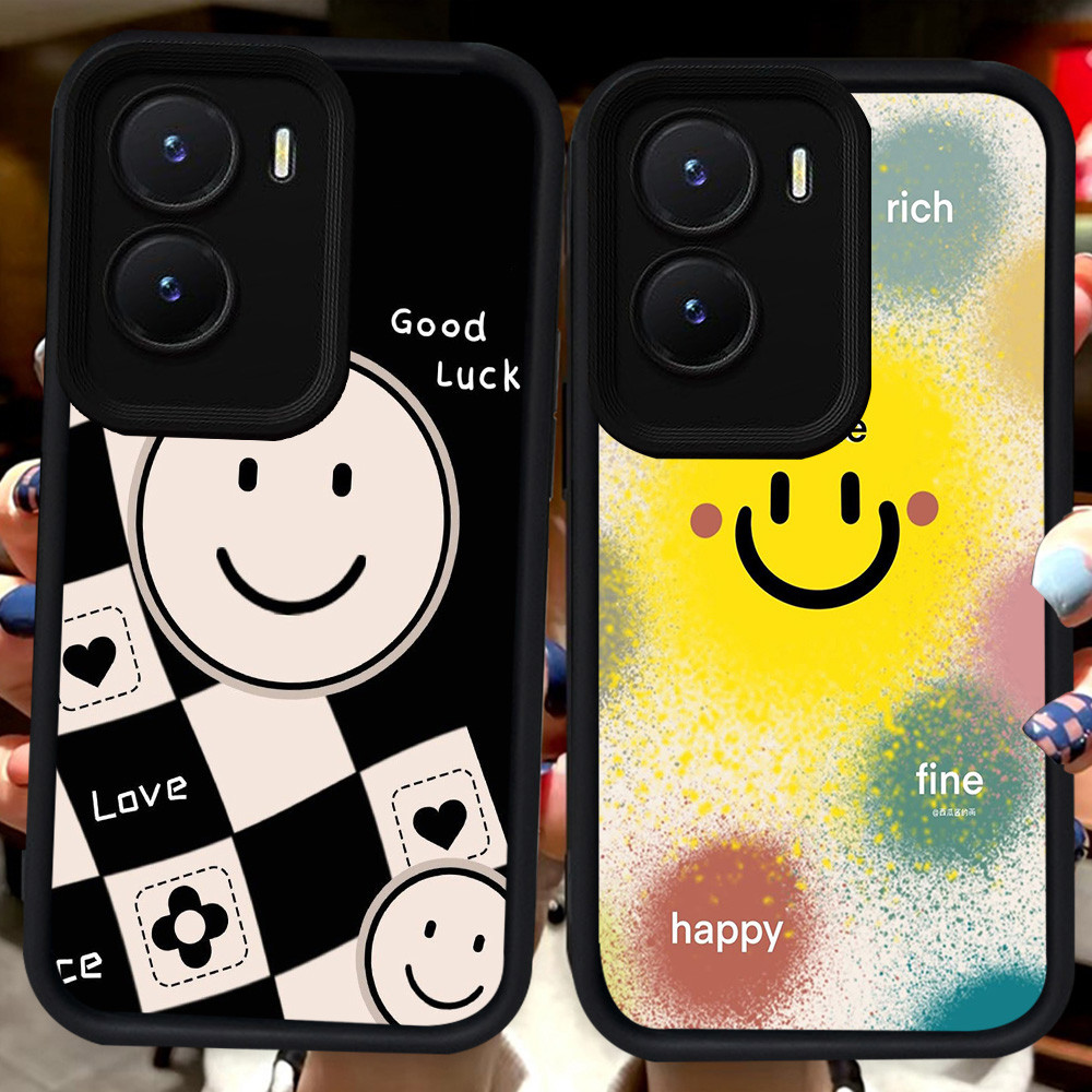 ปลอกสีดําสําหรับ VIVO Y15a Y75 Y55 Y35 Y56 iQOO 13 Z10 T4 Z9X Z9 Y22s Y16 Y15s Y22 Y01 5G H43 Smiely