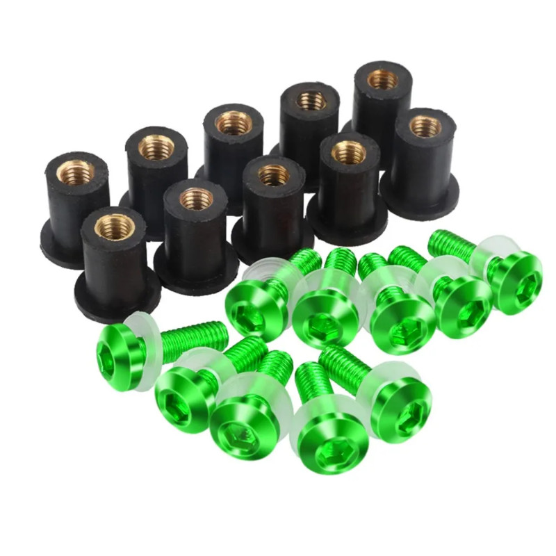 10PCS M5 ชุดสลักเกลียวกระจกสกรูสําหรับ Kawasaki ZX6R ZX7R ZX10R ZX14R ZZR 400 600 1200 1400 ZX636 Ni