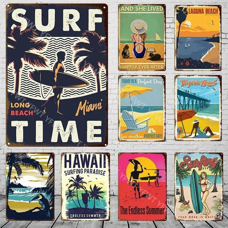 ท่องภูมิทัศน์ป้ายโลหะ Vintage ป้ายดีบุกโปสเตอร์เหล็กตกแต่งแผ่นสําหรับบาร์ผับ Man Cave Club Beach Hou