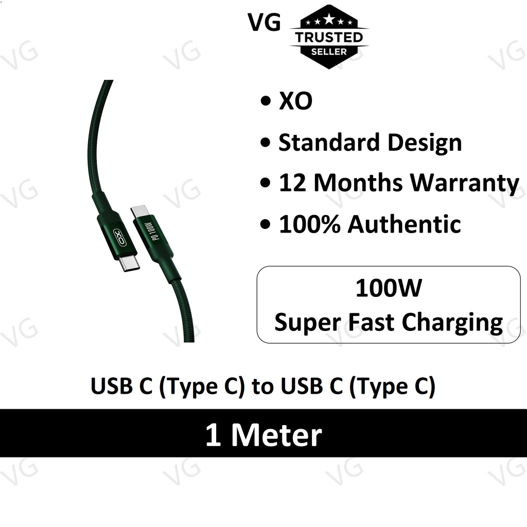 XO NB168 PD 100W สาย USB C เป็น USB-C