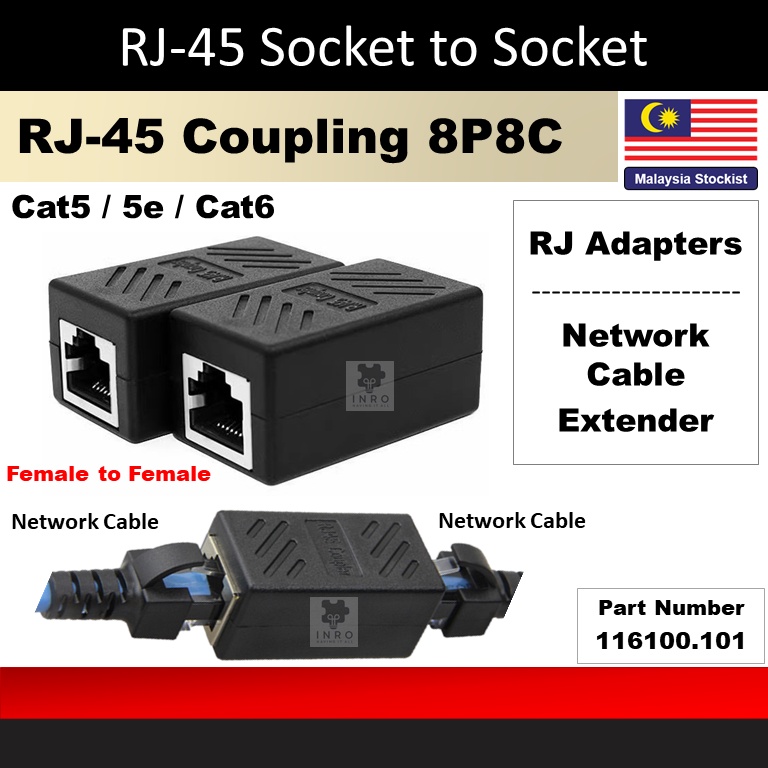 RJ-45 RJ45 ข้อต่อ 8P8C 1-to-1 ซ็อกเก็ต RJ45 Cat5/5e/Cat6 Ethernet Lan สาย Joiner Coupler Connector