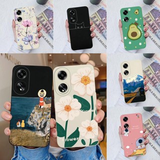 เคสโทรศัพท์มือถือ ซิลิโคน ผิวด้าน บางมาก กันกระแทก ลายการ์ตูนอะโวคาโด ดอกไม้น่ารัก สําหรับ OPPO A1 5G A1 5G