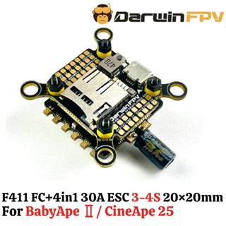 Darwinfpv F411 F4 FC+4in1 โดรนบังคับ 30A ESC 3-4S Stack 20×20 มม. สําหรับ BabyApe II CineApe 25 RC FPV Drone DW-F411+30A