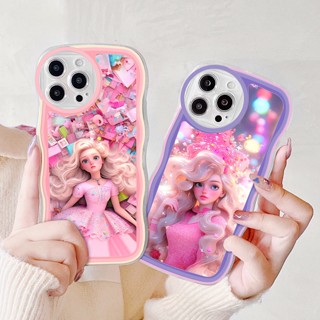 Samsung Galaxy S23 S22 Ultra S23 S22 Plus เคสโทรศัพท์ TPU นิ่ม ขอบหยัก ลายการ์ตูนบาร์บี้ เจ้าหญิงน่ารัก