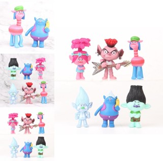 ใหม่ ตุ๊กตาฟิกเกอร์ Trolls Poppy Branch ของเล่นสําหรับเด็ก 6 ชิ้น