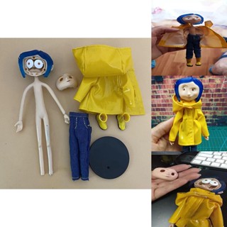 Coraline Bendy โมเดลฟิกเกอร์ PVC รูปเสื้อกันฝน สีเหลือง ขนาด 6 นิ้ว สําหรับเก็บสะสม