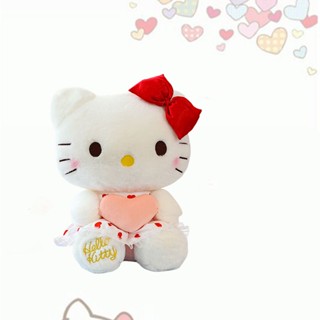 Kt หมอนตุ๊กตาแมว Hello Cat ประดับโบว์น่ารัก ความสูง 30 ซม. สําหรับทุกวัย