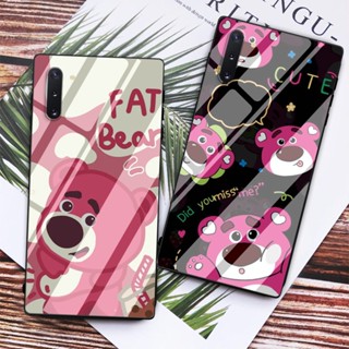 เคสโทรศัพท์มือถือแบบแก้ว ลายหมีสตรอเบอร์รี่ สีชมพู สําหรับ Redmi Note 8 9 9s 10 10s 11 Pro 9 9A 9C 8 8A