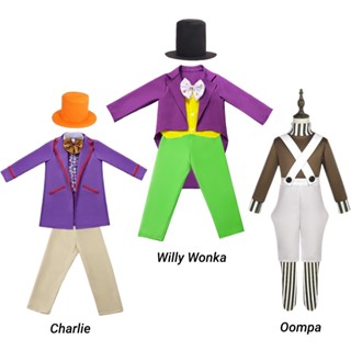 ชุดคอสเพลย์ Charlie And The Chocolate Factory Willy Wonka Oompa คุณภาพดี