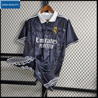 เสื้อกีฬาแขนสั้น ลายทีมฟุตบอล Real Madrid Jersey 23-24 สีดํา